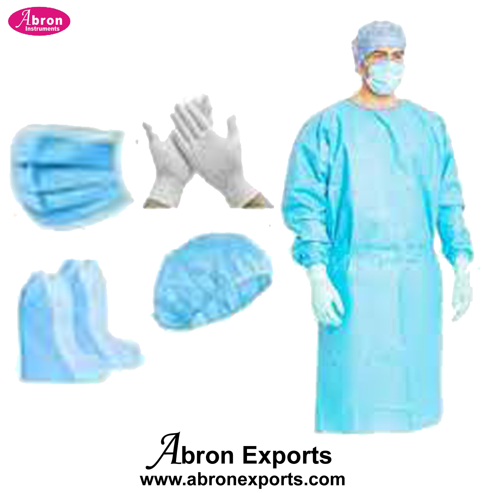PPE Kit Certified Approved Cloth Disposable Cap Shoe Coner Face Shield Cap Glove 10 Sets Abron ABM-2651K1 